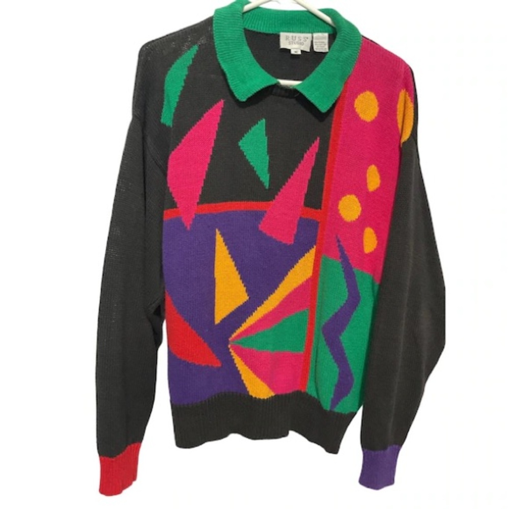 Russ Studio Vintage Multi-Colored Geometric Sweater